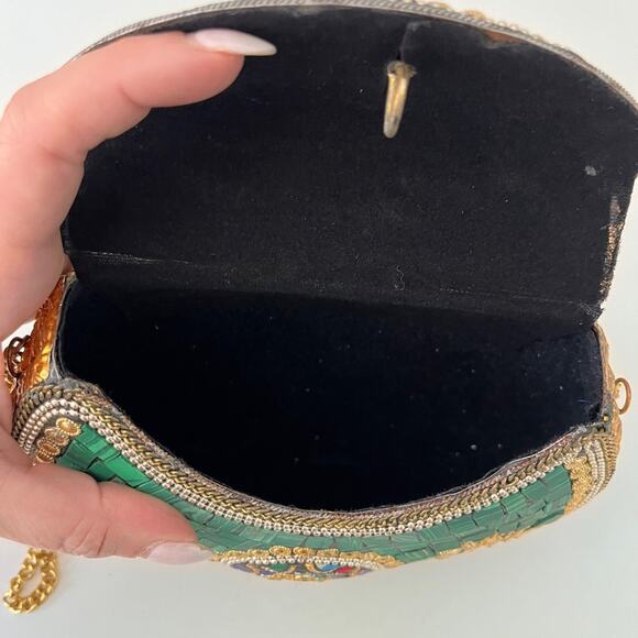 Vintage Ornate Green Mosaic Crossbody Bag - Picture 5 of 8